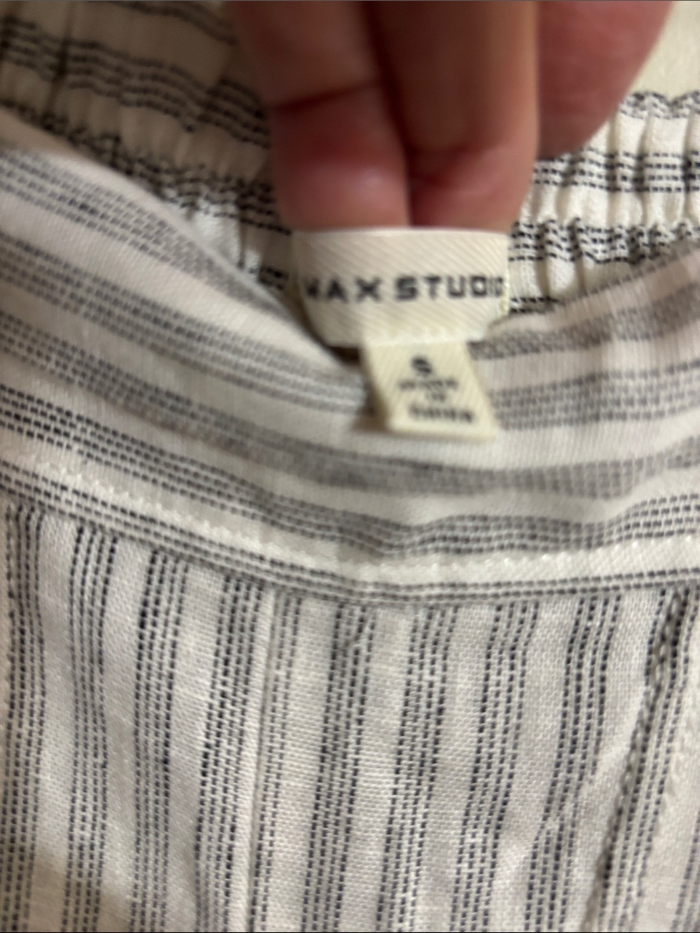 MAX STUDIO Striped Wide-Leg Woman’s- Light Gray/White pants. Extra flare leg. - Picture 2 of 16